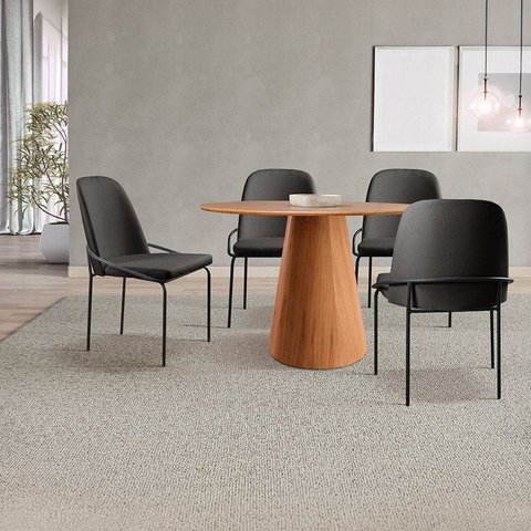 Conjunto de Mesa Cone 100cm com 4 Cadeiras Maya Madeira Macica Preto
