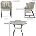 Ver imagem 2 de Mesa com 4 Cadeiras de Jantar Roma 100cm e Noronha em Aluminío Preto Corda Nautica Estofado 5 Trama