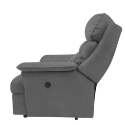 Poltrona Reclinável Elétrica Confortável Suede Cinza Grafite - 2
