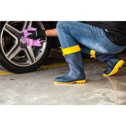 Bota Pvc 39/40 Azul/amarela Cano Médio Polaina sem Forro Vonder - 9
