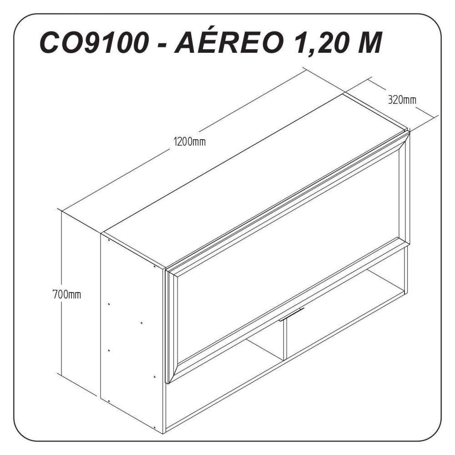 Armário Aéreo 1 Porta Basculante com Nicho Hera  Móveis - 4