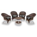 Ver imagem 1 de Conjunto de Poltronas Fibra Sintética Alumínio Berlim - 4 Poltronas + 1 Mesa Centro - Tecido Illiman