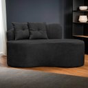 Ver imagem 1 de Poltrona Namoradeira Orgânica Plaza 1,45m Redondo Bouclê Preto Sofa Store
