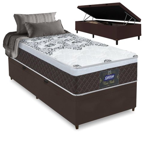 Cama Box Baú Solteiro Colchão Gazin Molas Ensacadas com Euro In
