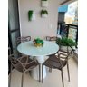 Mesa de Jantar Cone Redonda Branca com Vidro Coverglass Sobreposto Tatu Bola Móveis Cone Fibra 1,40m - 5