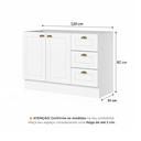 Ver imagem 4 de Balcão para Pia 2 Portas 3 Gavetas MDF 120cm Emily Espresso Móveis Branco HP
