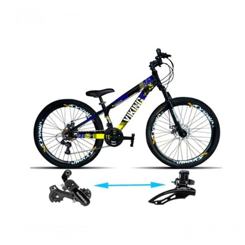 Bicicleta Viking Aro 26 Tuffx25/30 Vmaxx Freio a Disco 21v Preto Amarelo
