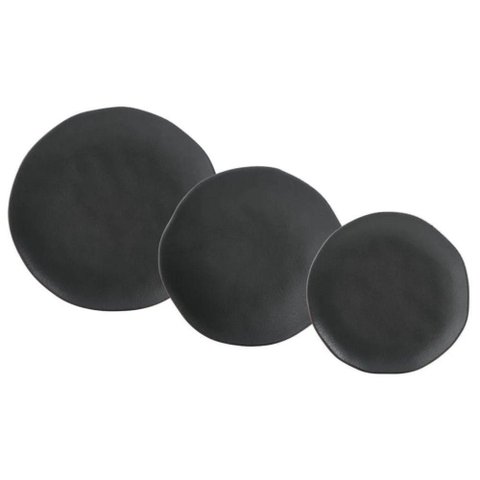 Jogo de Pratos 18 Peças Orgânico Preto Matte Porto Brasil