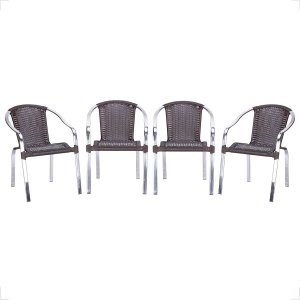 4 Cadeira Maresia Aluminio Polido Fibra Sintetica Tr. Simples - Tabaco