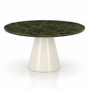 Ver imagem 1 de Mesa de Jantar Cone Redonda 150 cm Tampo Mármore Verde Vitória Régia Base Laca Off White