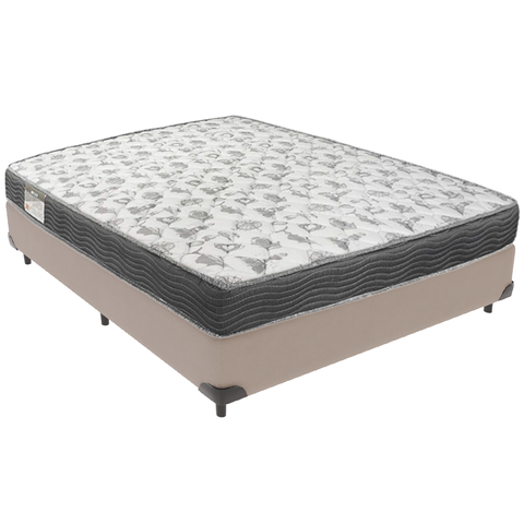 Cama Box Bege e Colchão Iso100 Espuma D33 Casal Ortobom