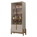 Ver imagem 2 de Cristaleira Lizz 4 Portas 3 Prateleiras Off White/Cedro - Casa D