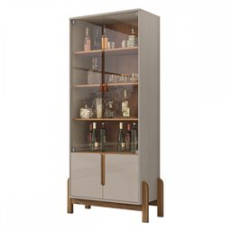 Cristaleira Lizz 4 Portas 3 Prateleiras Off White/Cedro - Casa D - 2