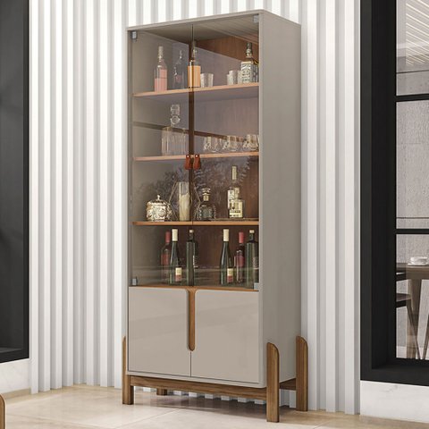 Cristaleira Lizz 4 Portas 3 Prateleiras Off White/Cedro - Casa D