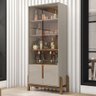 Cristaleira Lizz 4 Portas 3 Prateleiras Off White/Cedro - Casa D - 1