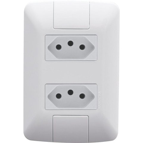 Conjunto 4x2 com 2 Tomadas 2p+t Tramontina Aria 20 a 250 V Branco Tramontina