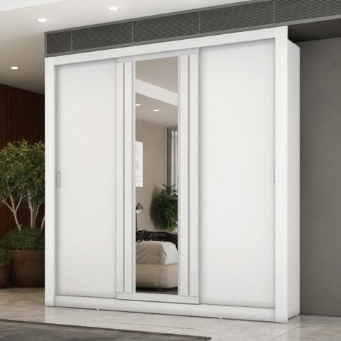 Guarda-Roupa Casal 3 Portas Doha Lux 2 Gavetas Carraro Ripado