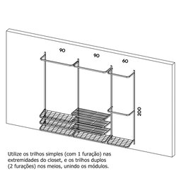 Guarda roupa closet aramado aberto armário modulado roupeiro 2,50 BR - 2