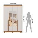 Ver imagem 5 de Guarda-Roupa Solteiro Torino com Espelho 4 Portas 2 Gavetas 100% MDF Off White/Cerejeira/Nevaska