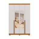 Ver imagem 3 de Guarda-Roupa Solteiro Torino com Espelho 4 Portas 2 Gavetas 100% MDF Off White/Cerejeira/Nevaska