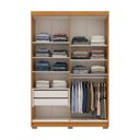 Ver mais imagens de Guarda-Roupa Solteiro Torino com Espelho 4 Portas 2 Gavetas 100% MDF Off White/Cerejeira/Nevaska
