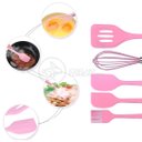 Ver imagem 2 de Kit 5 Utensílios Jogo de Cozinha Peças de Silicone Espátulas Batedor Manual e Pincel - Rosa