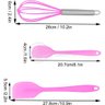Kit 5 Utensílios Jogo de Cozinha Peças de Silicone Espátulas Batedor Manual e Pincel - Rosa - 3