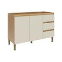 Ver imagem 1 de Balcão de Cozinha Rebeca C/ 2 Portas e 3 Gavetas S/ Tampo 120cm Mel/off White - Movelbento