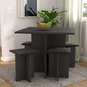 Ver imagem 1 de Conjunto para Cozinha Mesa 4 Lugares Quadrada 4 Banquetas Espresso Móveis