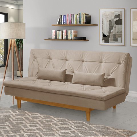 Sofá Cama 3 Lugares Reclinável Tokio Yescasa Marrom Castor