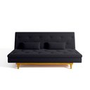 Ver imagem 7 de Sofá Cama 3 Lugares Reclinável Yescasa Suede Tokio Retro Pés Madeira Preto