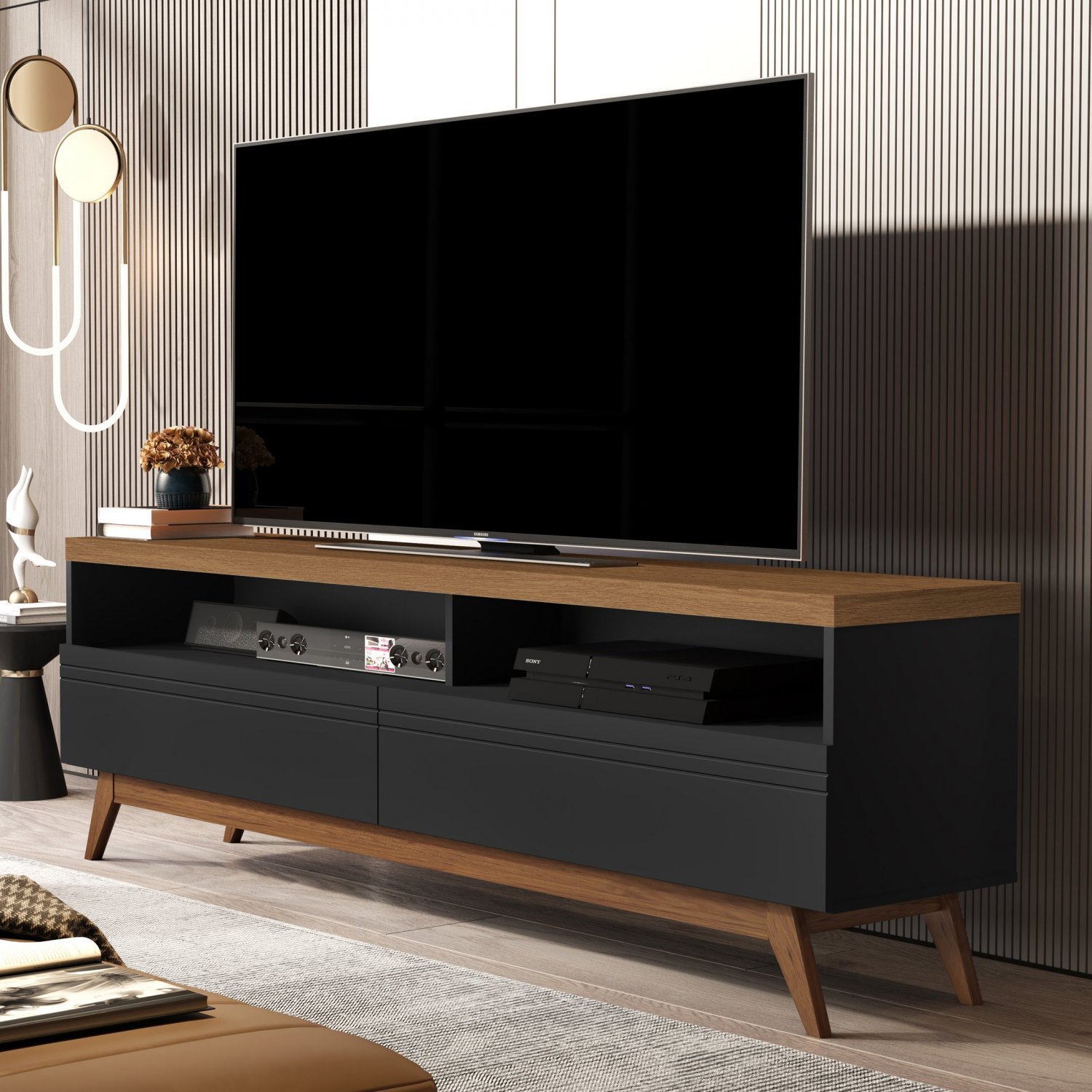 Rack para TV até 72 Polegadas Retrô 2 Portas Munique Yescasa ...