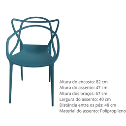 Cadeira Allegra Masters Jantar Cozinha Empilhável Turquesa - 4 Cadeira Allegra Masters Jantar Cozinha Empilhável Turquesa - 4