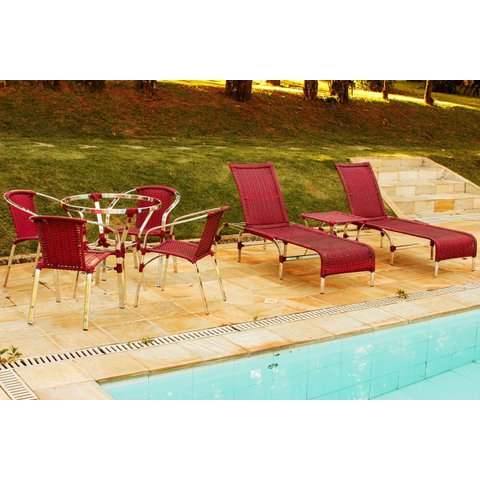 KIT - 4 Cadeiras e Mesa Floripa em Alumínio com 2 Espreguiçadeiras Floripa Regulável