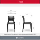 Ver imagem 5 de Kit 04 Cadeiras Fixas Ville Plaxmetal Polipropileno Basalto Cinza