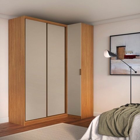Módulo de Canto Porta de Correr 3 Portas 100% Mdf Altezza Clean