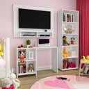 Ver imagem 1 de Kit 3 Peças com 1 Escrivaninha, 1 Painel para TV e 1 Estante para Livros