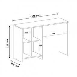 Kit 2 Peças 1 Escrivaninha 4 Nichos e 1 Estante para Livro 10 Nichos - 5