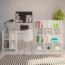 Ver imagem 1 de Kit 2 Peças 1 Escrivaninha 4 Nichos e 1 Estante para Livro 10 Nichos