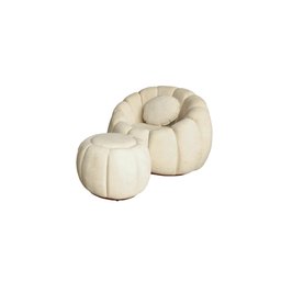 Kit Poltrona com Almofada e Puff Concha Fixo Boucle - Estopar - 2