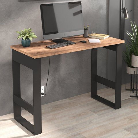 Escrivaninha Mesa Escritório 115cm Industrial Preto e Solanum