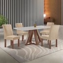 Ver imagem 1 de Mesa Kyra 120CMX90CM 4 Cadeiras Canela Tampo Smart Plus Vidro Off White