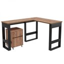 Ver imagem 4 de Escrivaninha em L Industrial em MDF com Gaveteiro 140cm M103 Preto e Solanum Yescasa