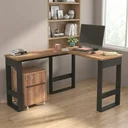 Ver imagem 1 de Escrivaninha em L Industrial com Gaveteiro 100% MDF 140cm M103 Preto e Solanum Yescasa