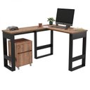 Ver imagem 2 de Escrivaninha em L Industrial em MDF com Gaveteiro 140cm M103 Preto e Solanum Yescasa