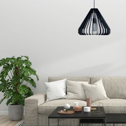 Luminária Teto tipo Pendente EGIPCIA MDF - Completa - Cor: Preta - 2