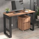 Ver imagem 1 de Escrivaninha Mesa Escritório com Gaveteiro Baixo 1 Gaveta 100% MDF 115cm Industrial Preto e Solanum
