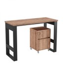 Ver imagem 3 de Escrivaninha Mesa Escritório com Gaveteiro Baixo 1 Gaveta 100% MDF 115cm Industrial Preto e Solanum