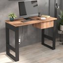 Ver imagem 1 de Escrivaninha Mesa Escritório 1 Gaveta 100% MDF 115cm Industrial Preto e Solanum Yescasa