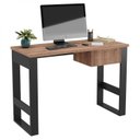 Ver imagem 2 de Escrivaninha Mesa Escritório 1 Gaveta 100% MDF 115cm Industrial Preto e Solanum Yescasa